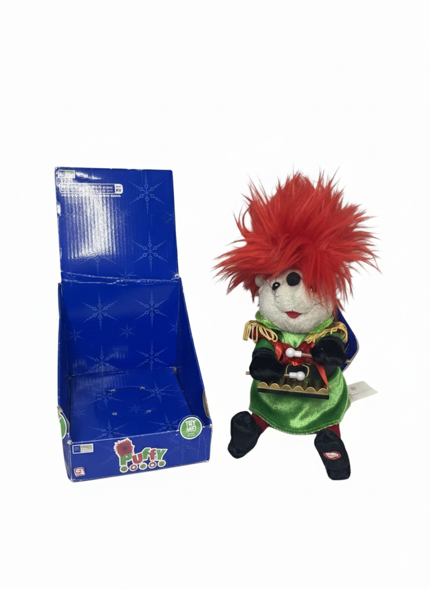 See Video - Gemmy Puffy Heads Mouse Animated Plush - Red Hair Variant