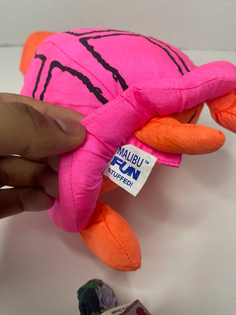 Malibu Y2K “Wet Pets” Neon Pink & Orange Turtle Plush