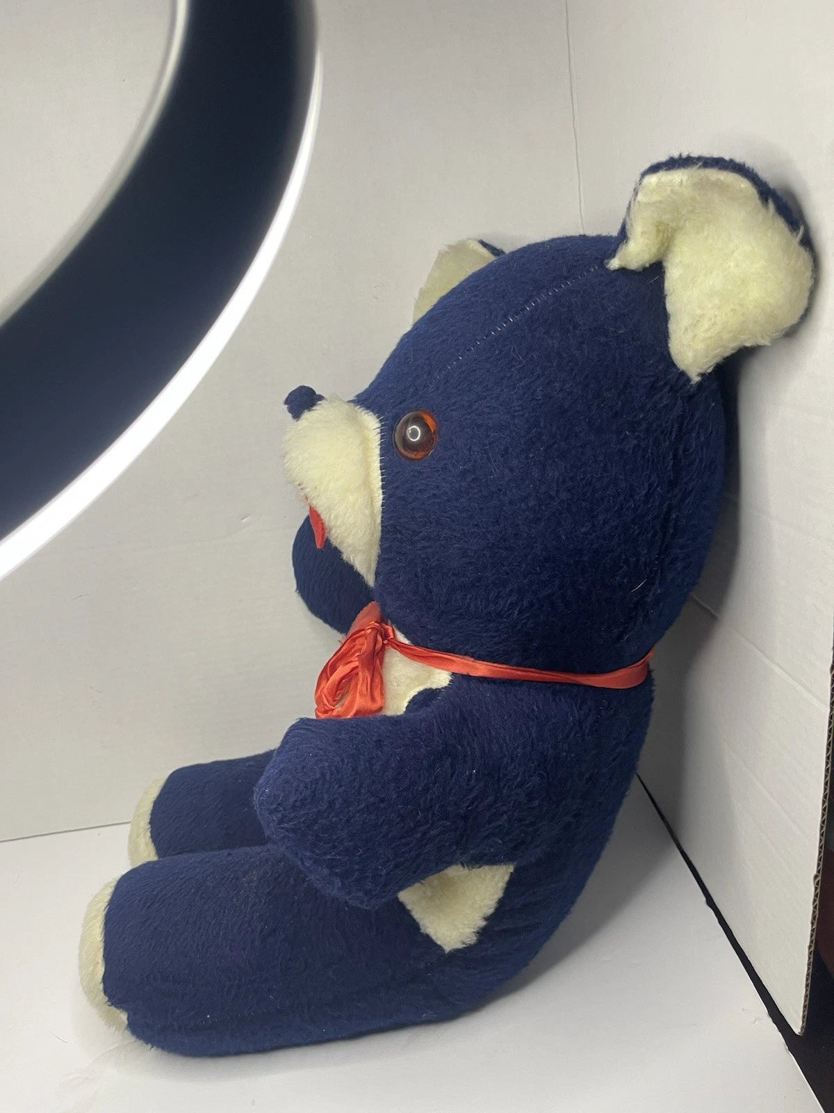 Vintage 17" Fable Toy Plush Carnival Toy Teddy Bear Prize Blue 1950-60's Rare