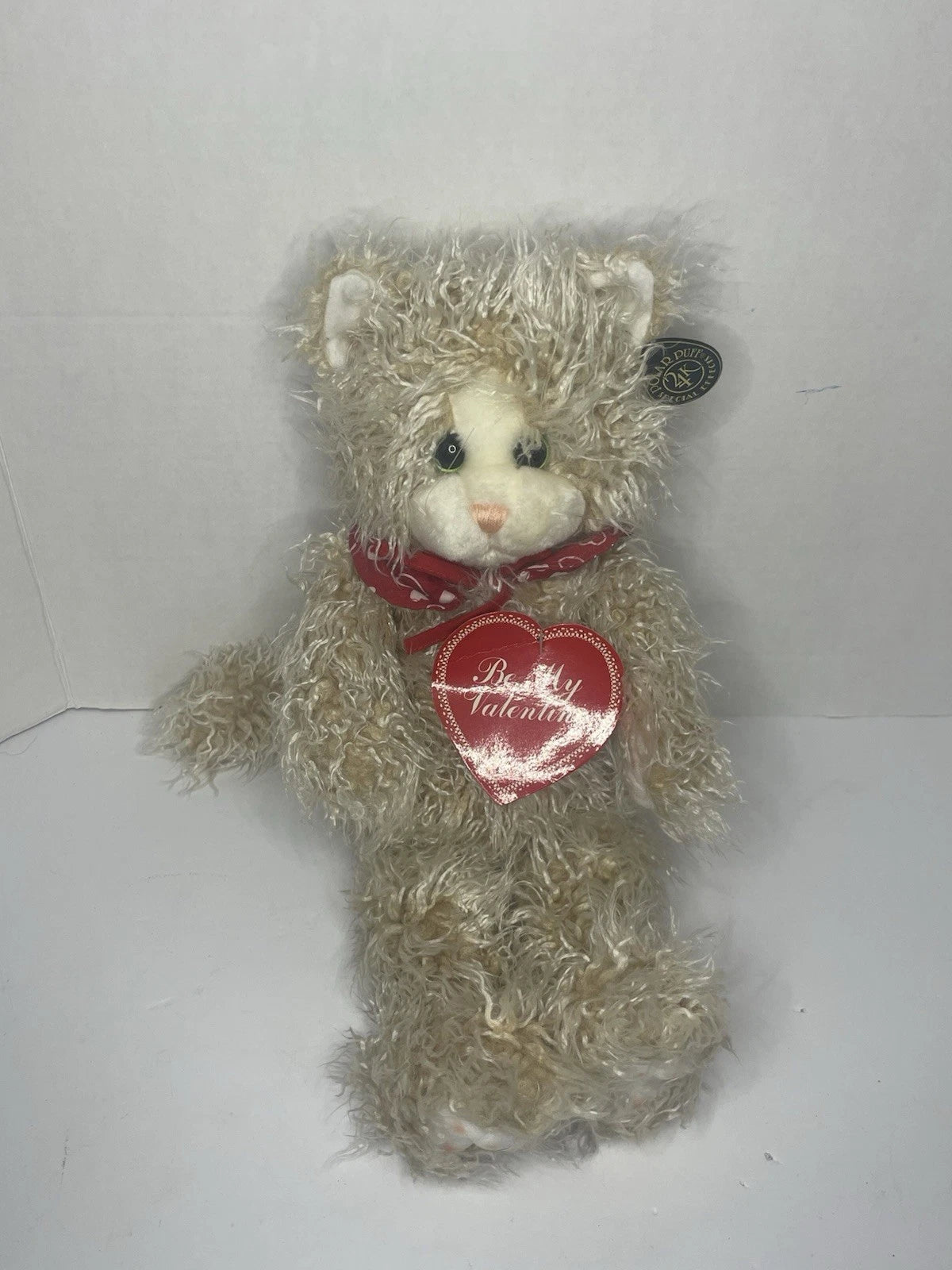 Vintage 1996 HuggaPuffs 24K Polar Puff Shaggy Cat Plush Stuffed Animal 18" NWT