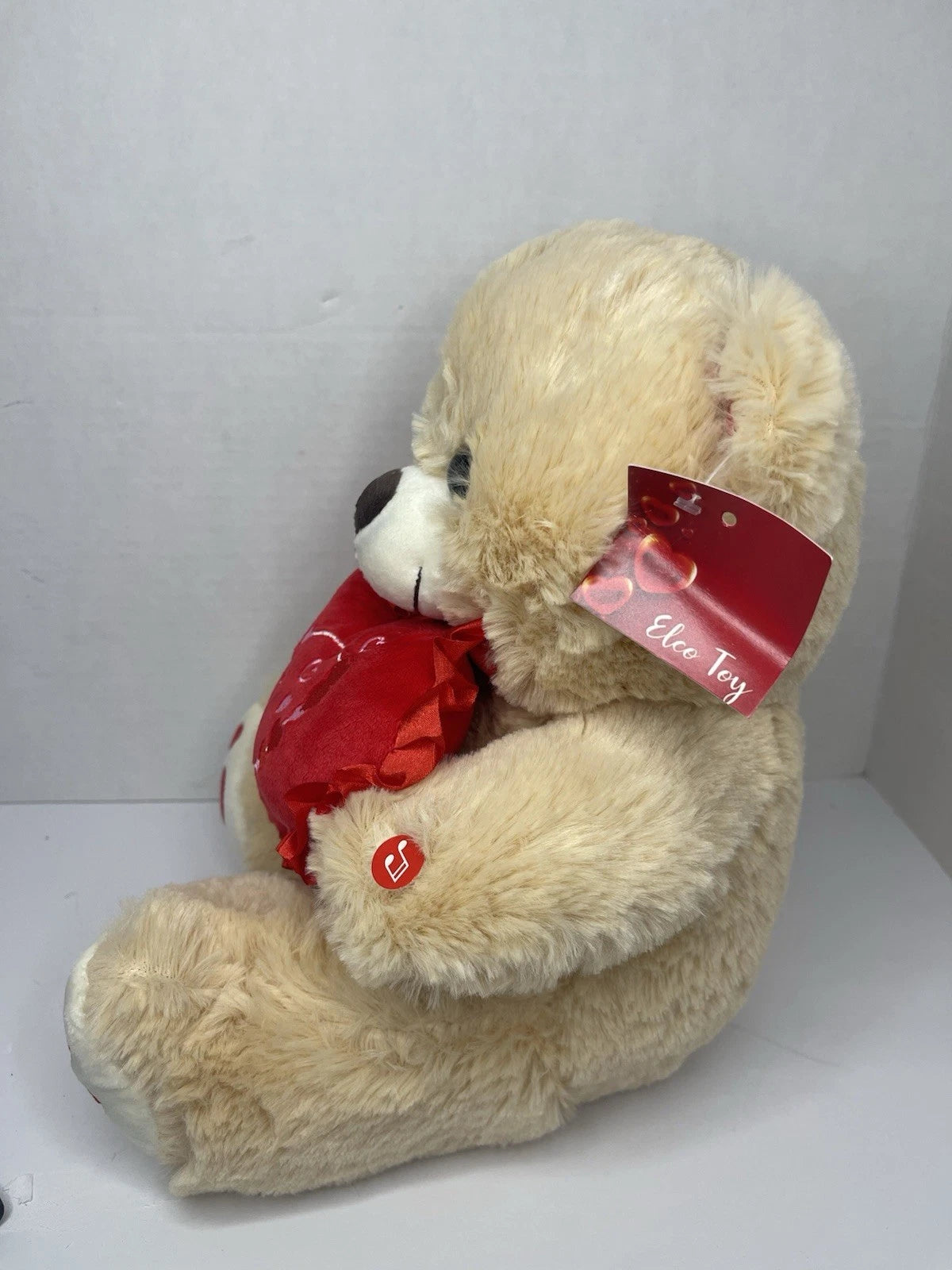 2026 Elco Toy Large 12” Musical Stuffed Valentines Brown Bear Lights