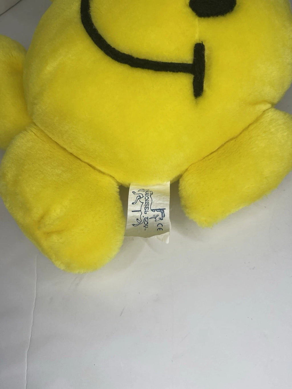 Rare Vintage Carousel Toy Stuffed Yellow Happy Smile Double Face Plush Hanging