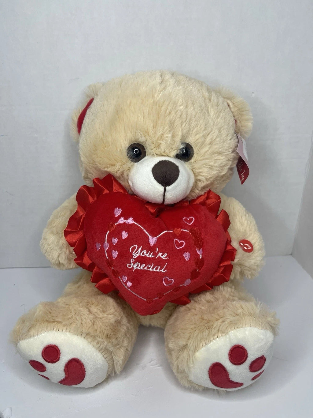 2026 Elco Toy Large 12” Musical Stuffed Valentines Brown Bear Lights