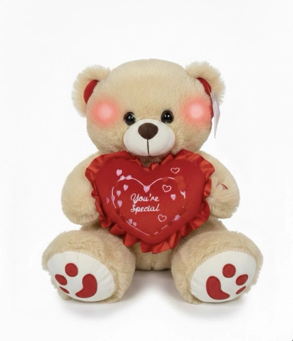 2026 Elco Toy Large 12” Musical Stuffed Valentines Brown Bear Lights