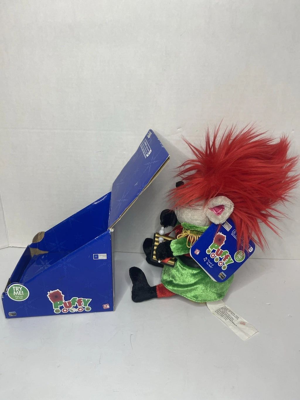 See Video - Gemmy Puffy Heads Mouse Animated Plush - Red Hair Variant