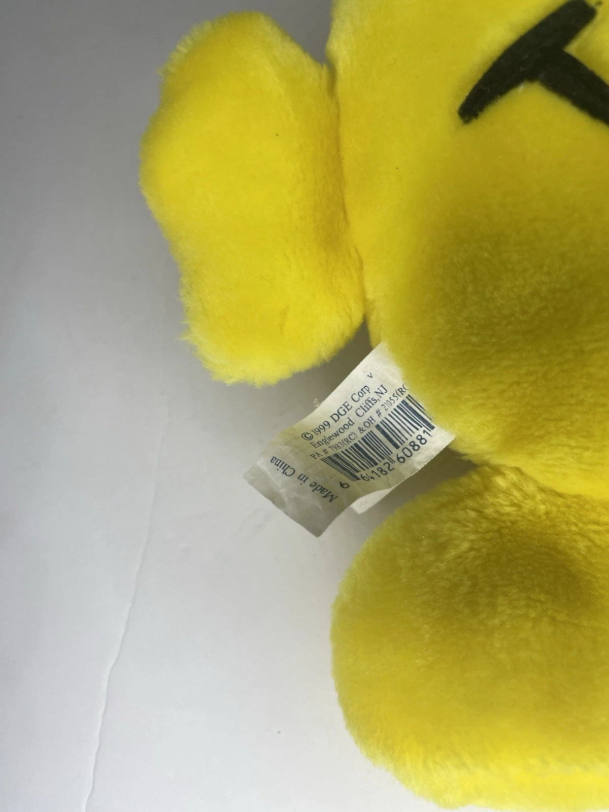 Rare Vintage Carousel Toy Stuffed Yellow Happy Smile Double Face Plush Hanging