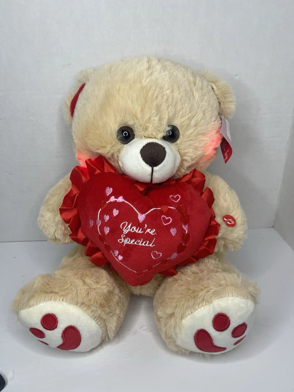 2026 Elco Toy Large 12” Musical Stuffed Valentines Brown Bear Lights