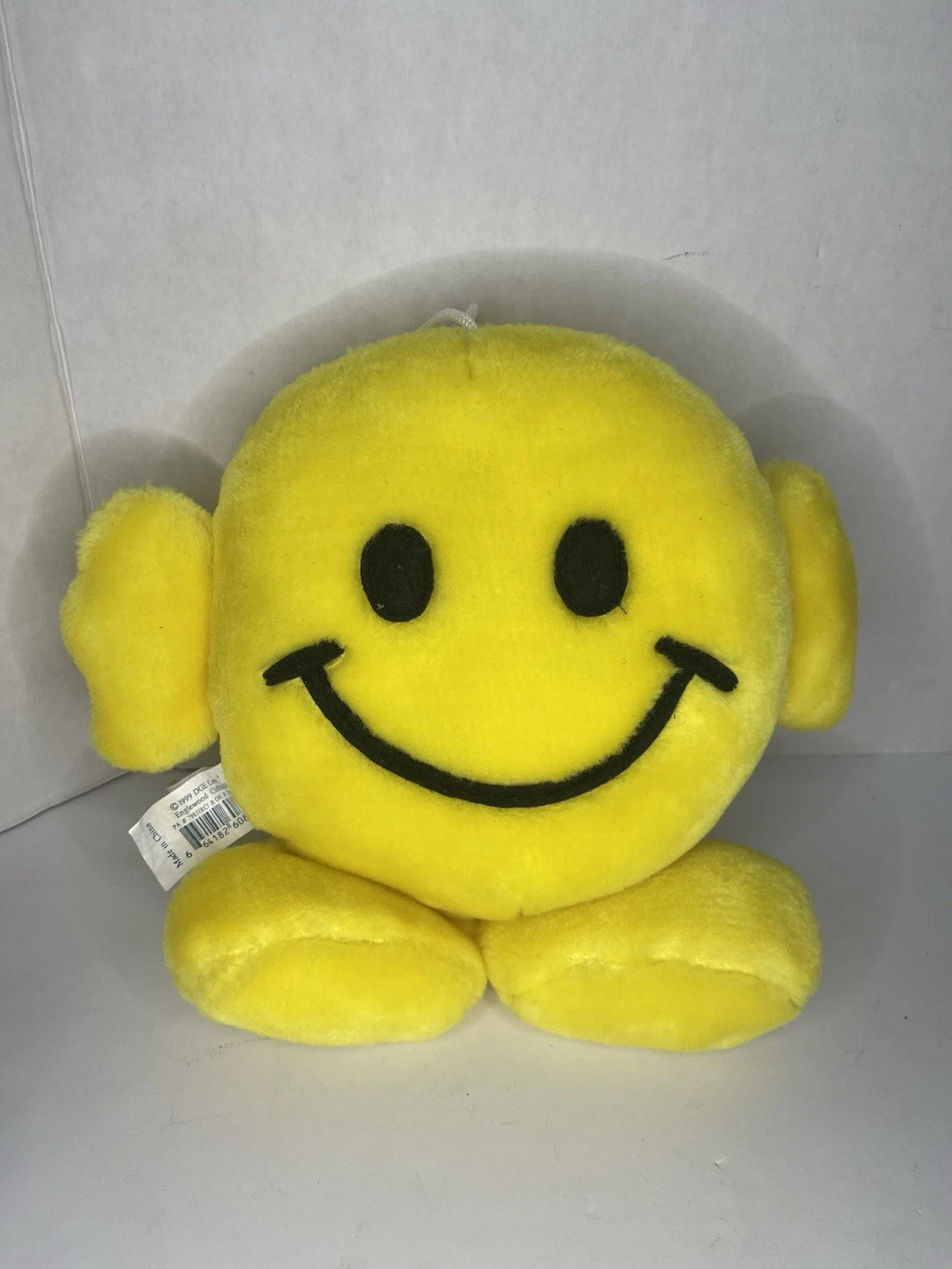 Rare Vintage Carousel Toy Stuffed Yellow Happy Smile Double Face Plush Hanging