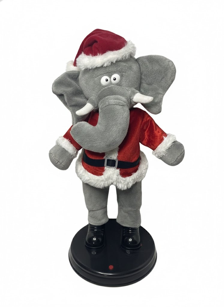 Gemmy Custom Made Animated Hip Swinging Santa Elephant Plays Here Comes Santa Claus